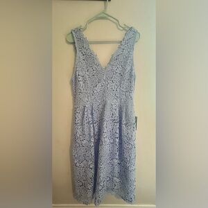 Astr Light Blue Floral Lace Dress